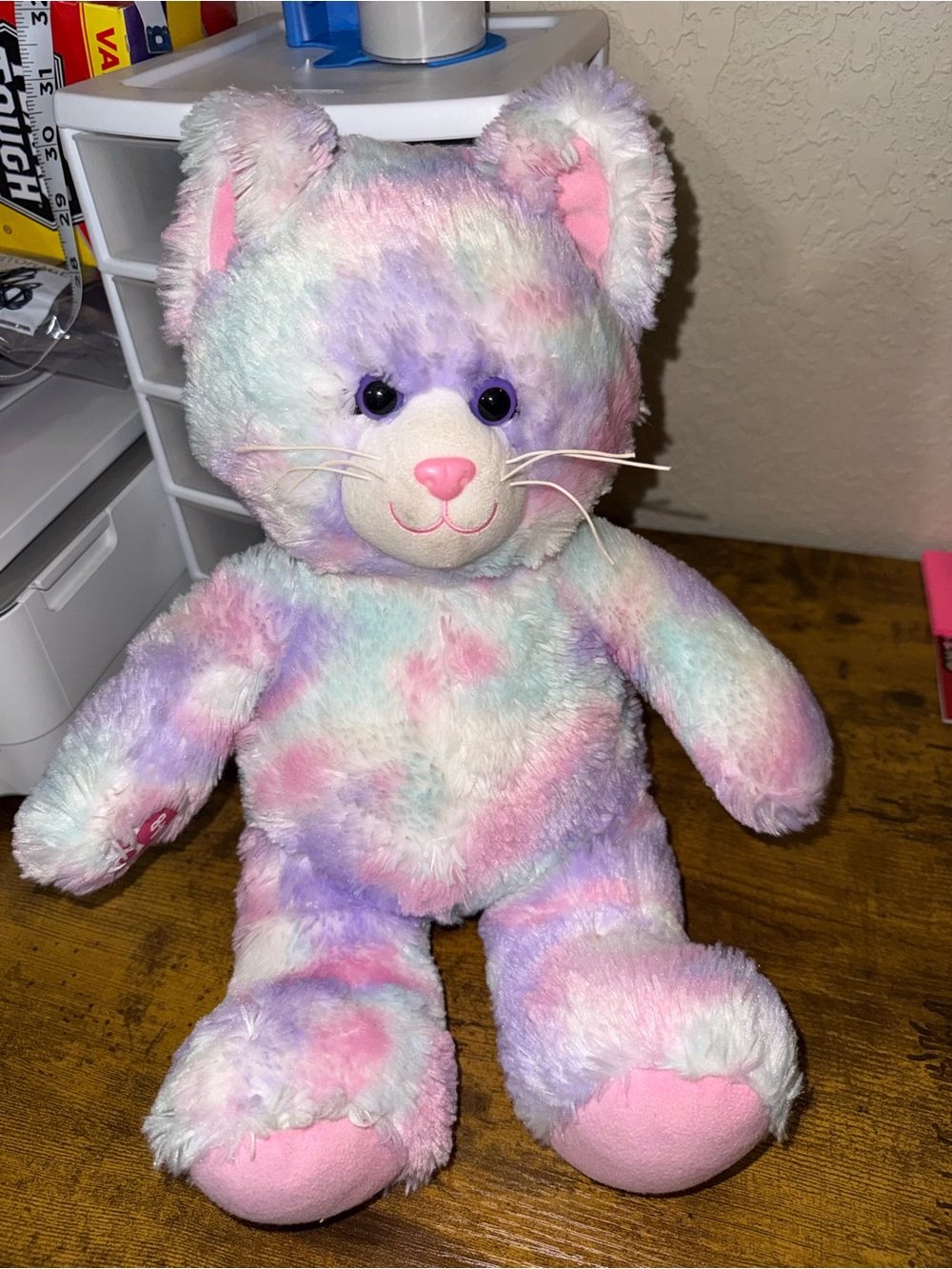 Build-A-Bear Workshop Multicolor Pastel Tie-Dye Cat Plush